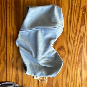 Cute steel blue strapless crop top